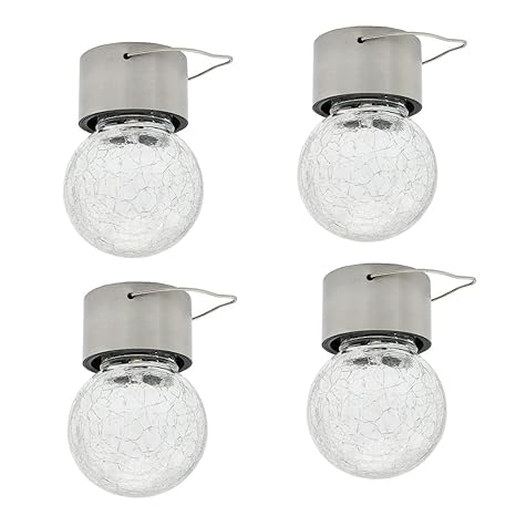 Amazon Com Set Of 4 Crackle Glass Globe Solar Lights Outdoor Tree