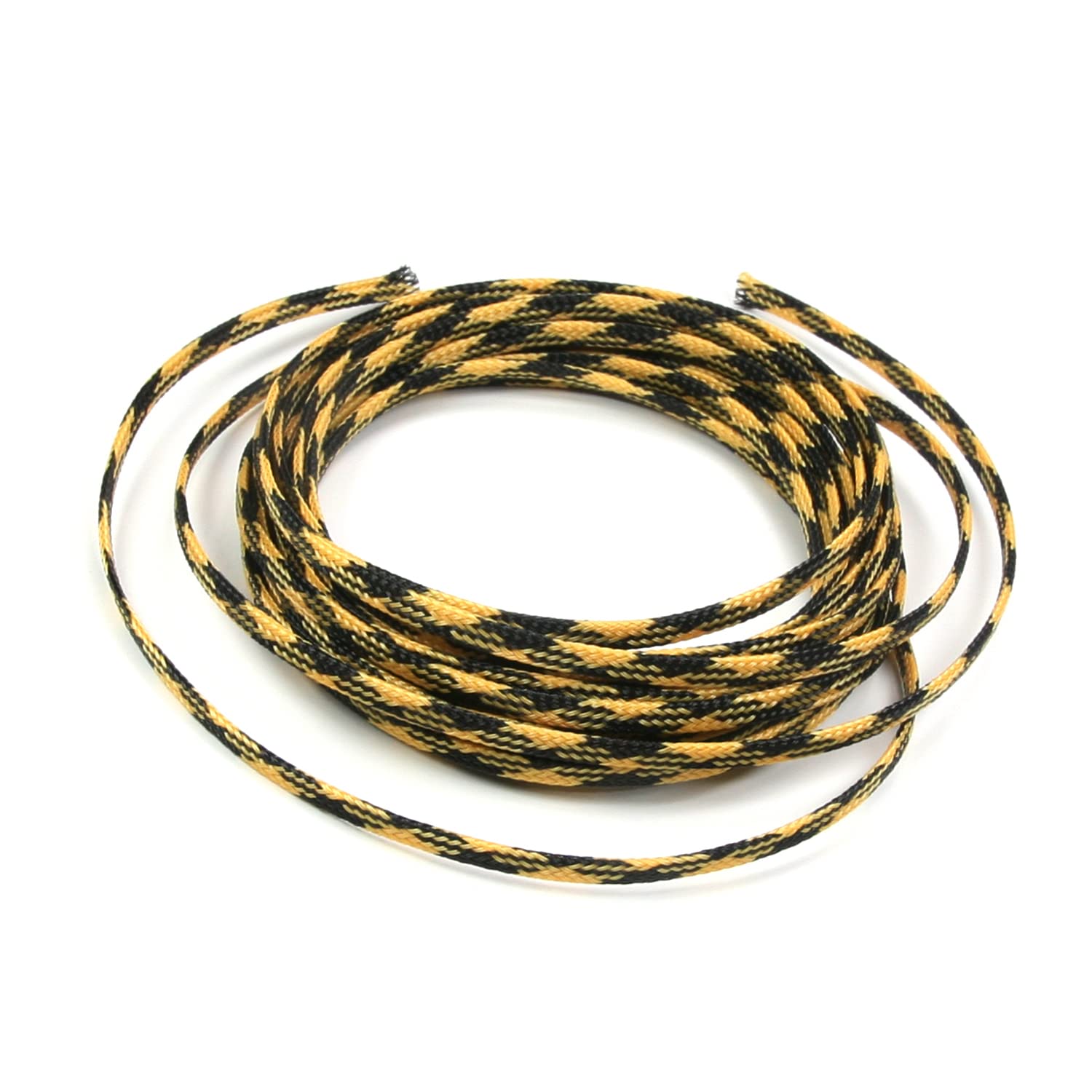 Othmro 1Pc Cable Management Sleeve, Braided Cable Tidy Black and Yellow, 5m Cable Organizers Cable Protector Wire Tidy for TV/PC USB Cable, 4mm Width