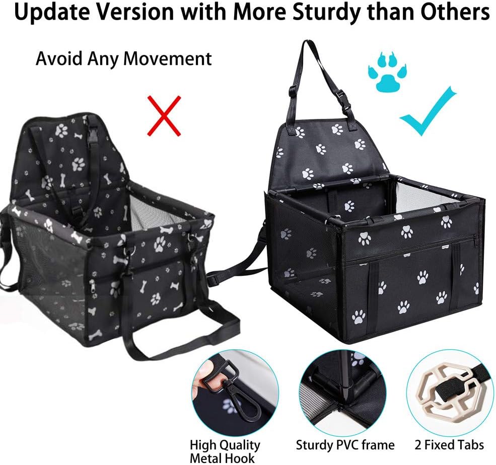 GENORTH Small Dog Car Seat Upgrade Deluxe Washable Portable Pet Car Booster Seat Travel Carrier Cage with Clip-On Safety Leash and Blanket, Perfect for Small Pets : Pet Supplies