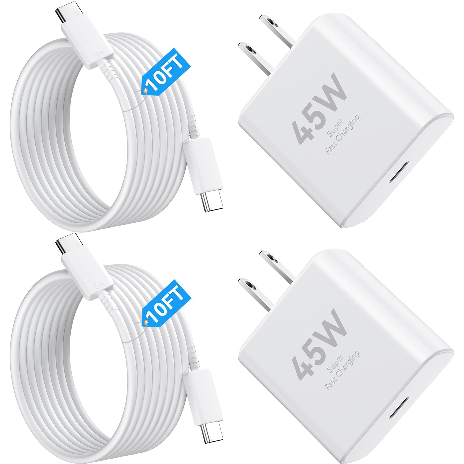 Photo 1 of **Only one set** iPhone 17 Pro Max Charger Fast Charging, 45W Super Fast USB C Charger for iPhone 17 Charger Block with 10ft Type C Cord for iPhone 17/17 Pro/17 Pro Max/Air, for iPhone 16 15 Pro Max Plus,iPad, Galaxy