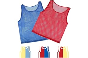 Tytroy 12 Pinnies Youth Practice Team Jerseys Mesh Scrimmage Training Vest Kids Sports Blue and Red