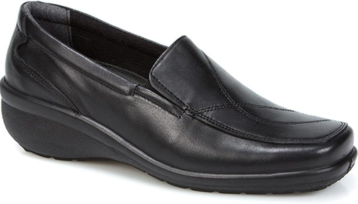Amazon.com | Pavers Womens Slip On Shoes Dual Elasticated Vents Casual Black 7 UK | Loafers 