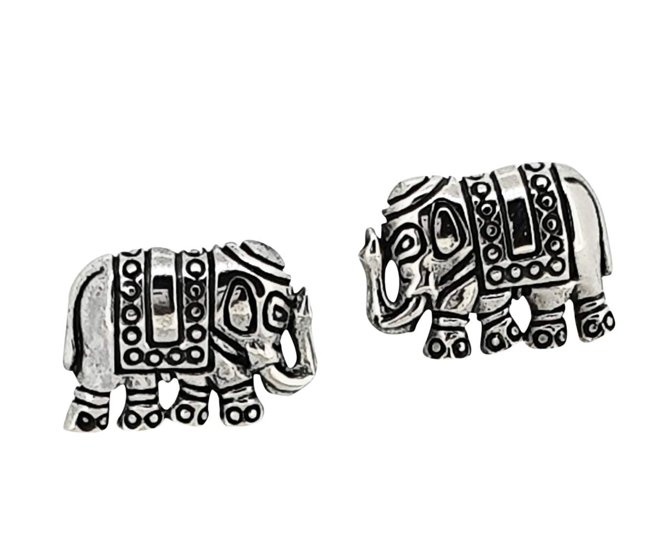 TreasureBay Elegant 925 Sterling Silver Stud Earrings for Women and Girls | Wolf, Elephant, Cross, Aum, Wolf Tree of life, Lotus Earrings (Elephant) — image 1