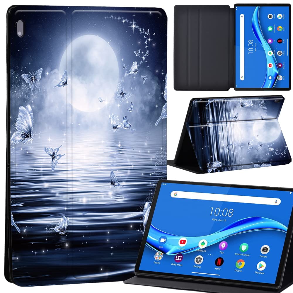 Case For Lenovo Tab M10 FHD Plus 10.3 inch (TB-X606X TB-X606F) Leather Case with Auto Wake-up, Flip Case for Lenovo Tab M10 FHD Plus Cover (moon butterfly)