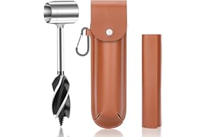 BURTOK Bushcraft Hand Auger Wrench, Heavy-Duty Scotch Eye Wood Auger, Hand Auger Wood Drill, Manual Hole Maker Multitool with Leather Case for Camping, Outdoor, Hiking