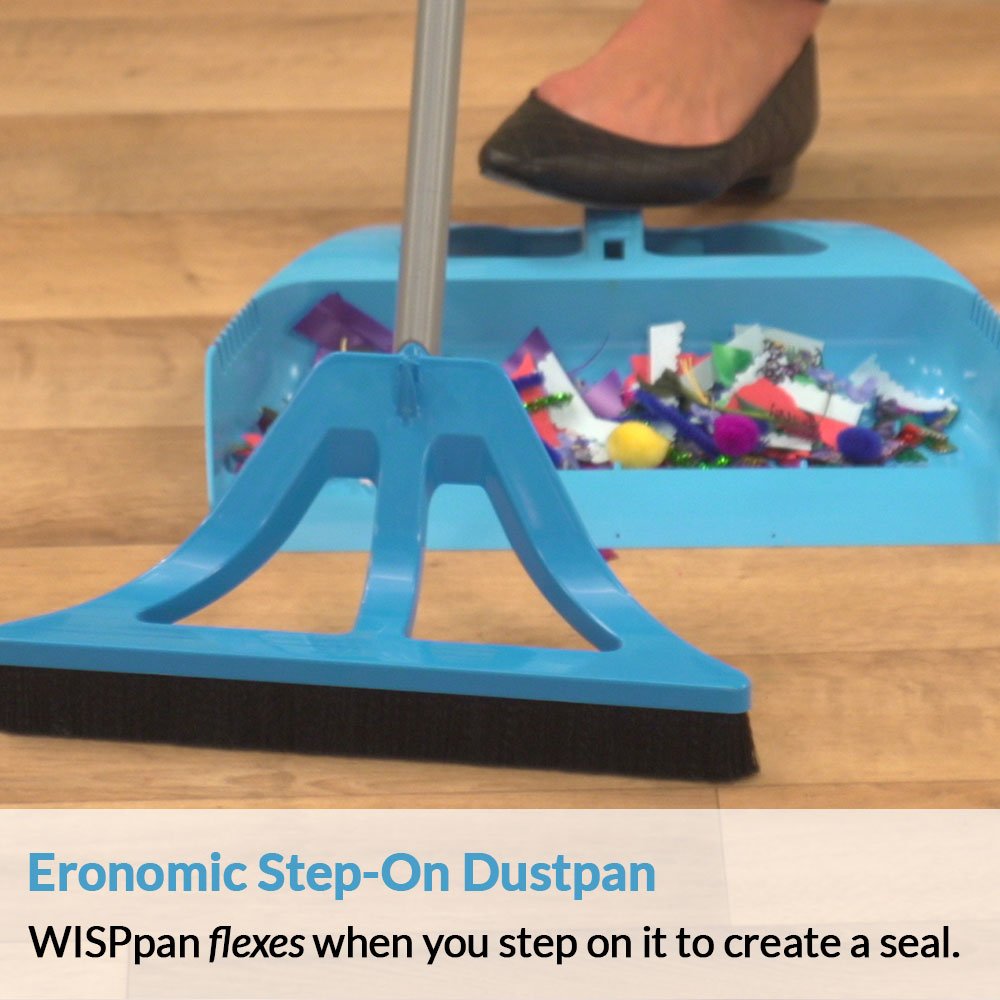 WISPsystem Telescoping Broom And Dustpan With WISPaway Hanger And