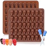Skull Silicone Molds, Halloween Gummy Chocolate Molds 2 Pcs Mini Skull Mold | with 2 Droppers, BPA Free, Nonstick, Easy to Clean, for Making Gummies, Candy, Chocolate, Ice Cube, Soap, Premium Silicone