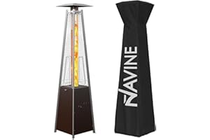 NAVINE Pyramid Patio Heater,48,000 BTU Outdoor Propane Patio Heater with Detachable Wheels and Protective Cover for Terrace, Garden,Poolside (Hammered Bronze)