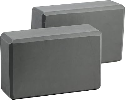EXERZ Yoga Blocks 2pcs Grey Non-Slip High-Density EVA Foam 23x15x7.5 cm