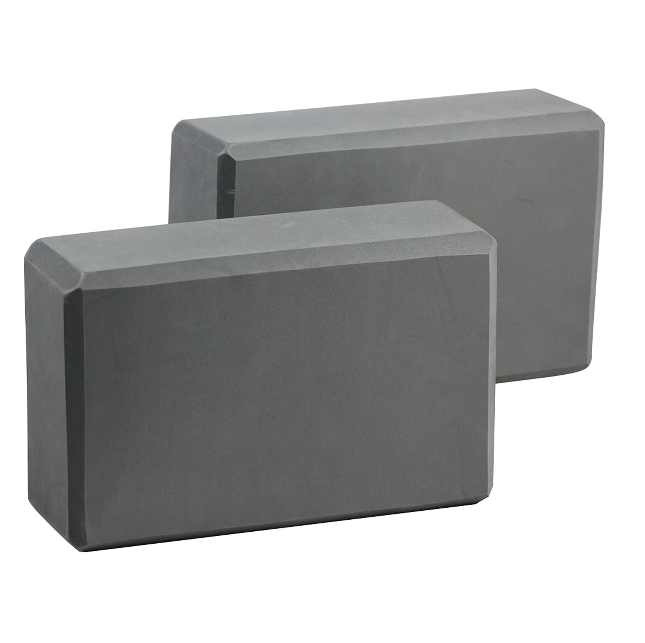EXERZ Yoga Blocks 2pcs Gym Bricks -Comfortable Fitness Yoga Bricks, Anti-Slip, Lightweight and Travel Friendly Pilates Practice (Grey)