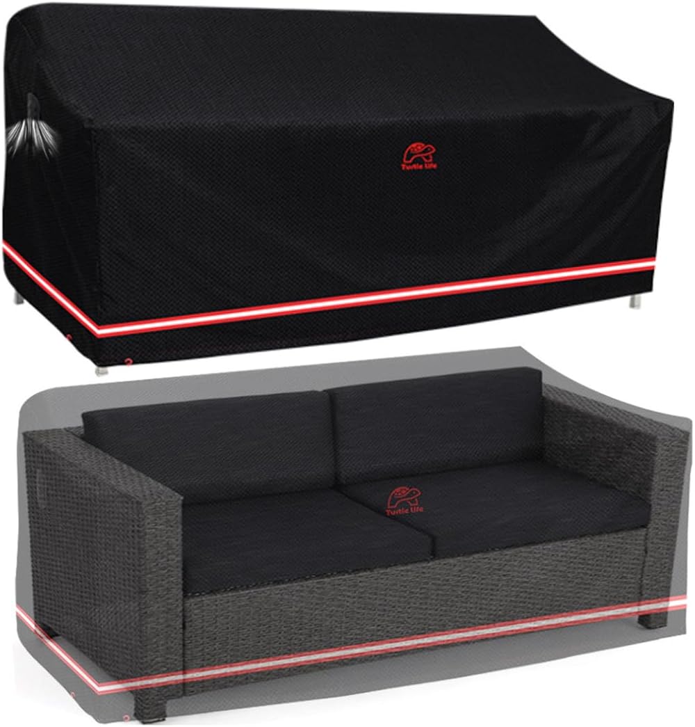 Turtle Life Garden Sofa Cover Heavy Duty UV Water Resistant 152x89x89 Black