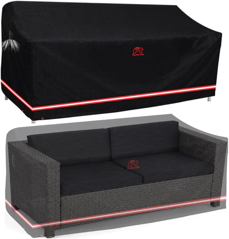 Turtle Life Garden Sofa Cover Heavy Duty UV Water Resistant 152x89x89 Black