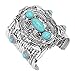 Aris Chunky Metalwork Cabochon Squash Blossom Turquoise Stone Cuff Bracelet Bundle: Bangle & Bag