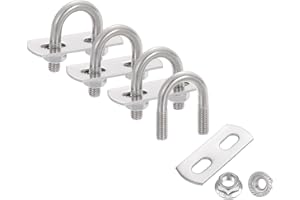 uxcell 4 Set 9/16" Inner Wide Round U Bolts, 1-3/8" Length 304 Stainless Steel U-Bolts with Flange Hexagon Nuts, Frame Plates