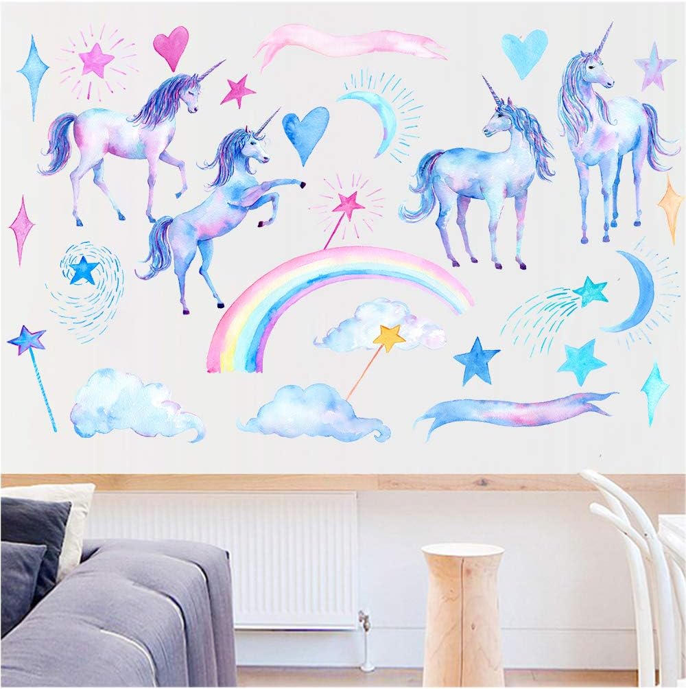 Smtd Mignons Stickers Muraux Cheval Enfant Tatouage Bebe Deco Filles Sticker Murale Diy Multicolore Auto Adhesif Papier Peint Arc En Ciel Avec Nuages Pour Sticker 6629 Ameublement Et Decoration Decoration De La Maison Napravi Rs