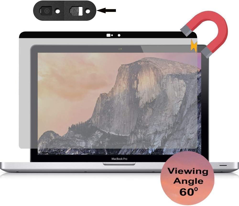 Easy On/Off Magnetic Privacy Screen Filter,with camera slide cover for MacBook Pro 15 inch Touch Bar/Non-Touch Bar- Anti Glare by GeckoCare (15-inch MacBook Pro Late 2016 Including Touch Bar)