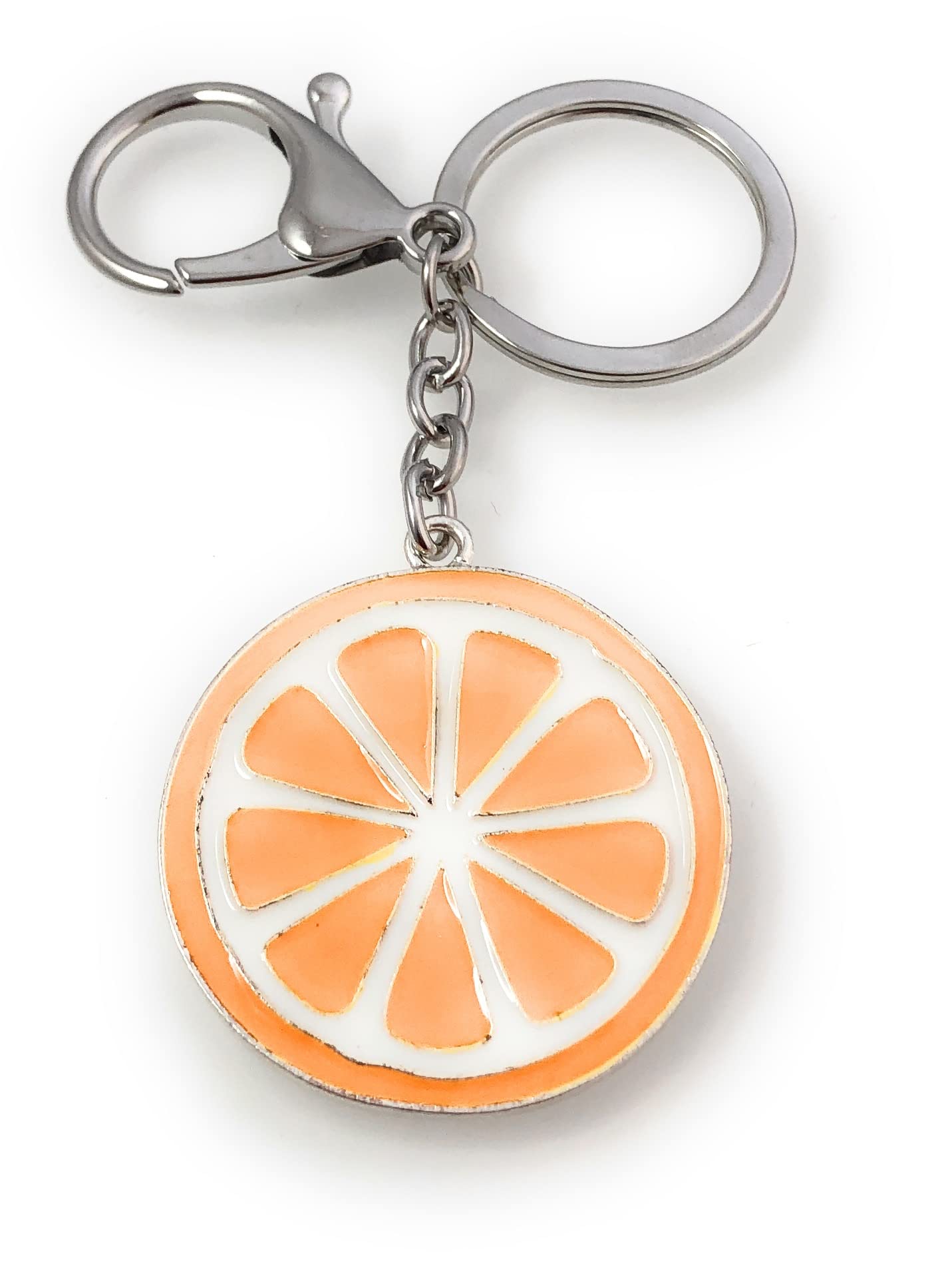FizzyButton Gifts Orange slice charm keyring keyring with lobster clasp and enamel detail