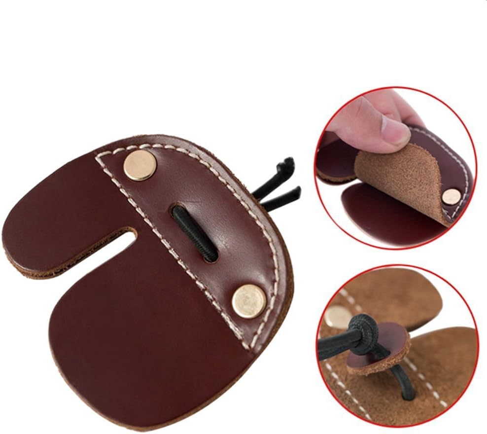CyberDyer Cow Leather Archery Finger Tab for Recurve Bows Hunting Finger Protector Brown : Sports & Outdoors