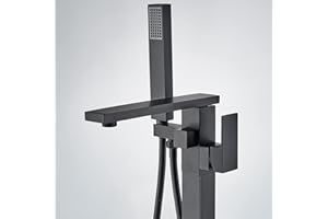 Gmusre Freestanding Bathtub Faucet Tub Filler Matte Black Floor Mount Single Handle Standing High Flow Shower Faucets with Ha