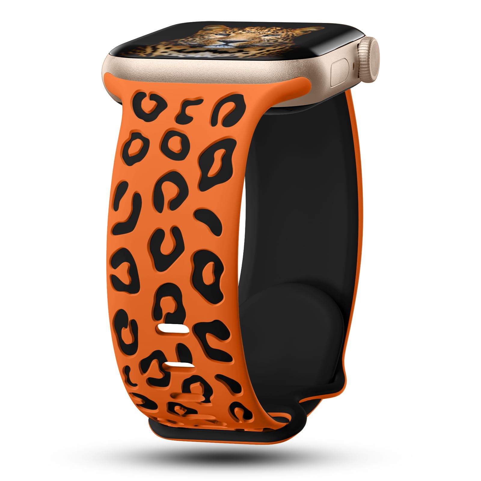 Correa Grabada Leopardo para Apple Watch 41/40/38 Nar/Negro