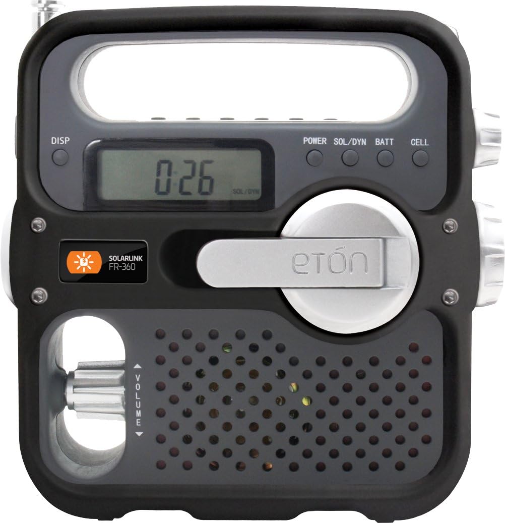 Eton Solarlink AM/FM/Shortwave Solar Crank Radio Black/Silver Amazon