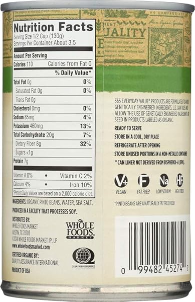 365 EVERYDAY VALUE, ORGANIC PINTO BEANS, 15 OUNCE