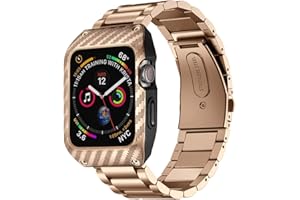 EloBeth Compatible with Apple Watch Band 44mm Series 6/5/4 & SE, Mens Rugged 44mm Protective Shockproof Case Band Metal Stainless Steel Compatible for iWatch 44mm Series 4/5/6 & SE