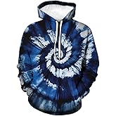 RASBCTK Psychedelic Rainbow Tie Dye Hoodie for Men Women Graphic Unisex 3D Printed Sweatshirts Pullover Pockets