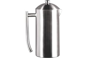 Frieling Stainless Steel French Press Coffee Maker - 36 Oz, Brushed Double-Wall - Insulated Zero-Sediment Filter & Plastic-Free Manual Coffee Press Stainless Steel