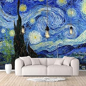 Wall Murals for Bedroom Starry Night by Van Gogh Famous Paintings Large Removable Wallpaper Peel and Stick Wall Stickers - 66x96 inches