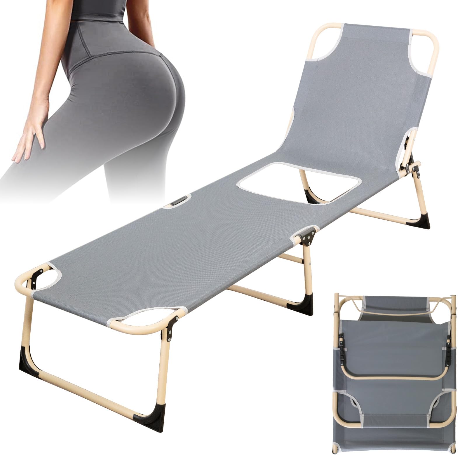 Photo 1 of Fodlable BBL Chair with Hole for Butt?Multifunctional BBL Lounge Chairs Folding Portable Comfy Adjustable 5-Position Lay Flat Foldable Chaise BBL Recovery Must Haves