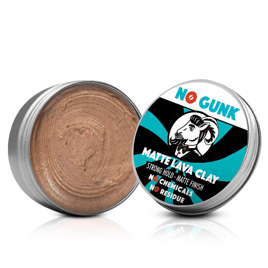 NO GUNK Matte Lava Clay - 100% Natural Hair Styling Clay For Men - Strong Hold - Natural & Organic Ingredients (Jasmine, 50g)