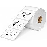 Phomemo 3 x 2 inch (76mm*50mm) Thermal Transfer Polypropylene Labels for Barcodes, 1x1250 pcs, Address, Compatible with Thermal Transfer Desktop Printers, 1 in Core 1 Rolls (White)