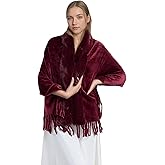 IPENNY Womens Faux Fur Shawl Wrap with Tassel, Soft Luxurious Open Front Poncho Cape for Evening Wedding Party & Cold Weather