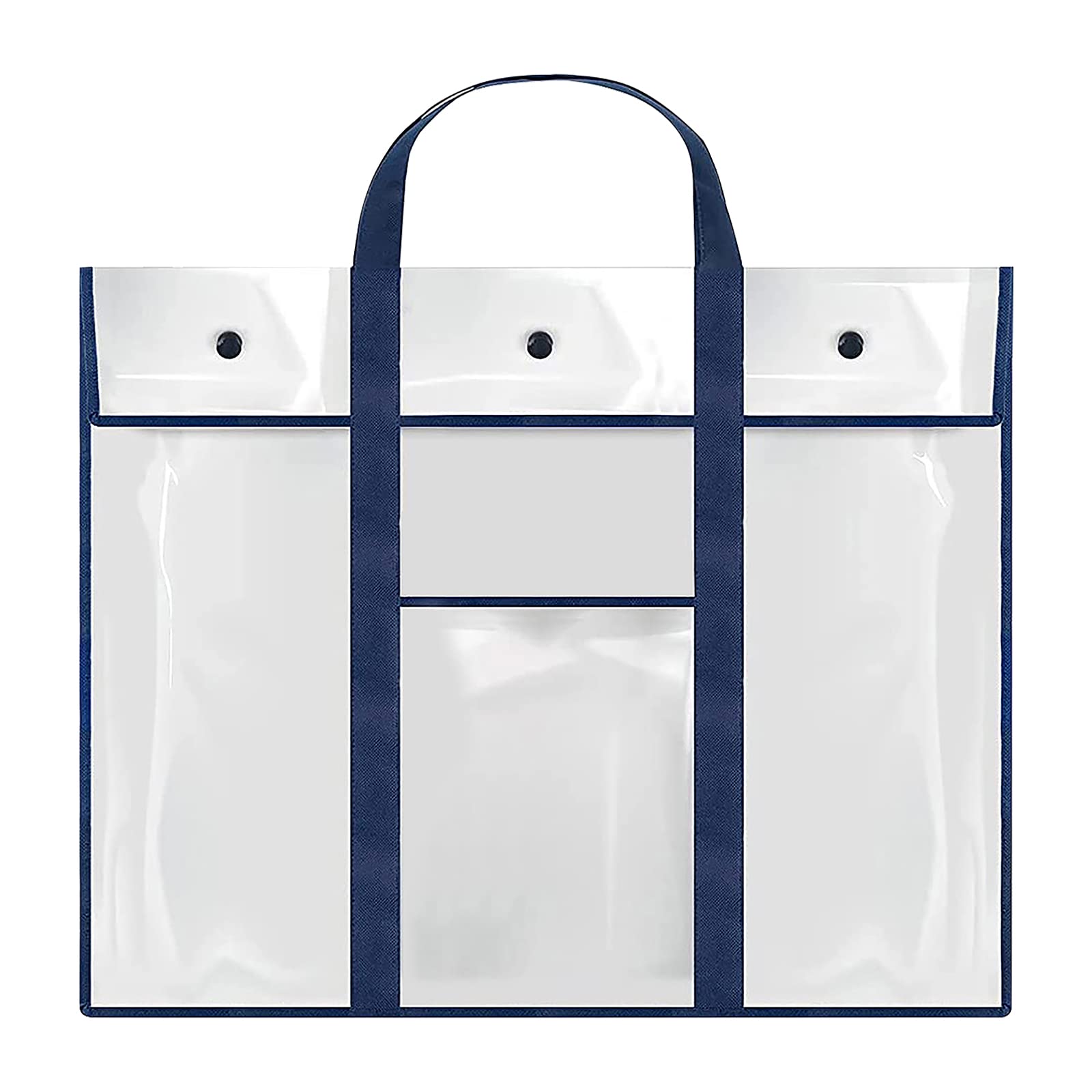 Large Waterproof PVC A2/A3/A4 Paper Art Portfolio Artist Carry Bag Clear Files Tote Bag with Handle Thick Hanging Pouch Teachers Art Students Storage Bag for Drawing Board Canvases Paints Pencils