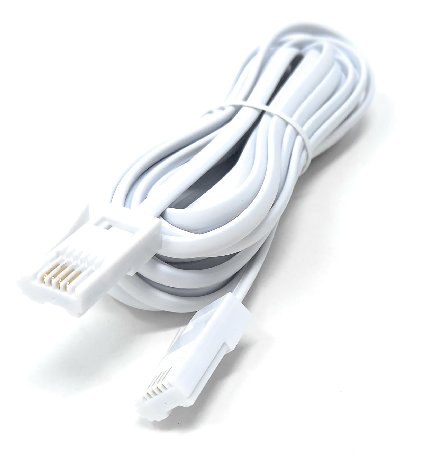 DRUT 5m BT to BT 4 Wire 431A Male to Male Plug Telephone Flat Cable Lead 16.5ft White