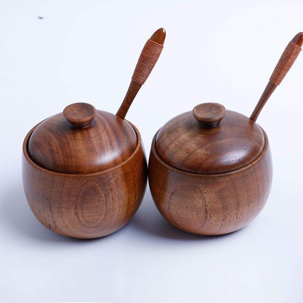 Wooden Salt Cellar Salt Box Bowl Salt Container Holder Keeper Spice Jar Condiment