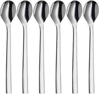 WMF Nuova Latte Macchiato Löffel Set 6-teilig, lange Löffel 19 cm, Joghurtlöffel, Cromargan Edelstahl poliert, spülmaschinengeeignet