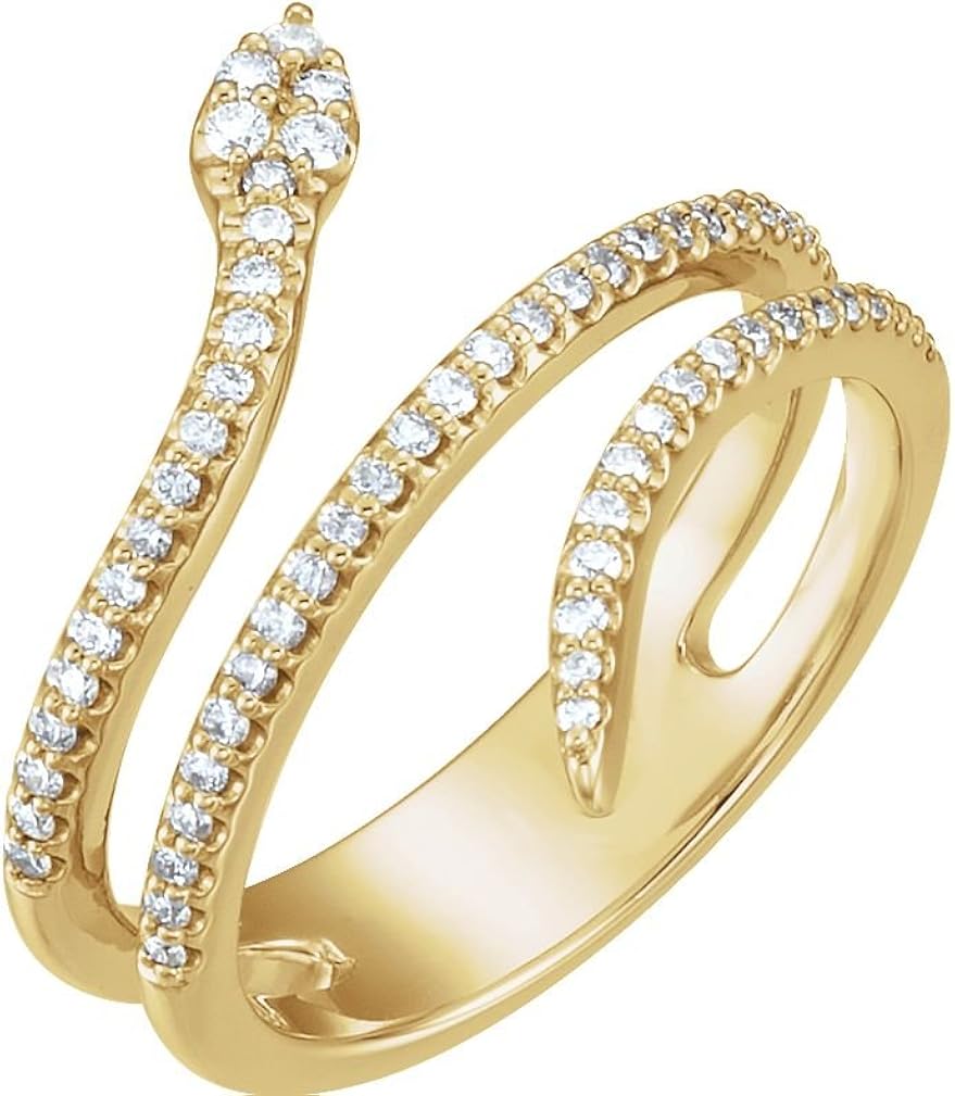 Diamond Snake Ring, 14k Yellow Gold (1/3 Ctw, Color GH, Clarity I1), Size 8 The Men's Jewelry