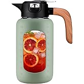 84 oz/2.5 Liter Glass Pitcher with Lid and Handle, Glass Carafe/Jug for Hot/Cold Water, Large Iced Tea Pitcher for Coffee, Juice and Homemade Beverage