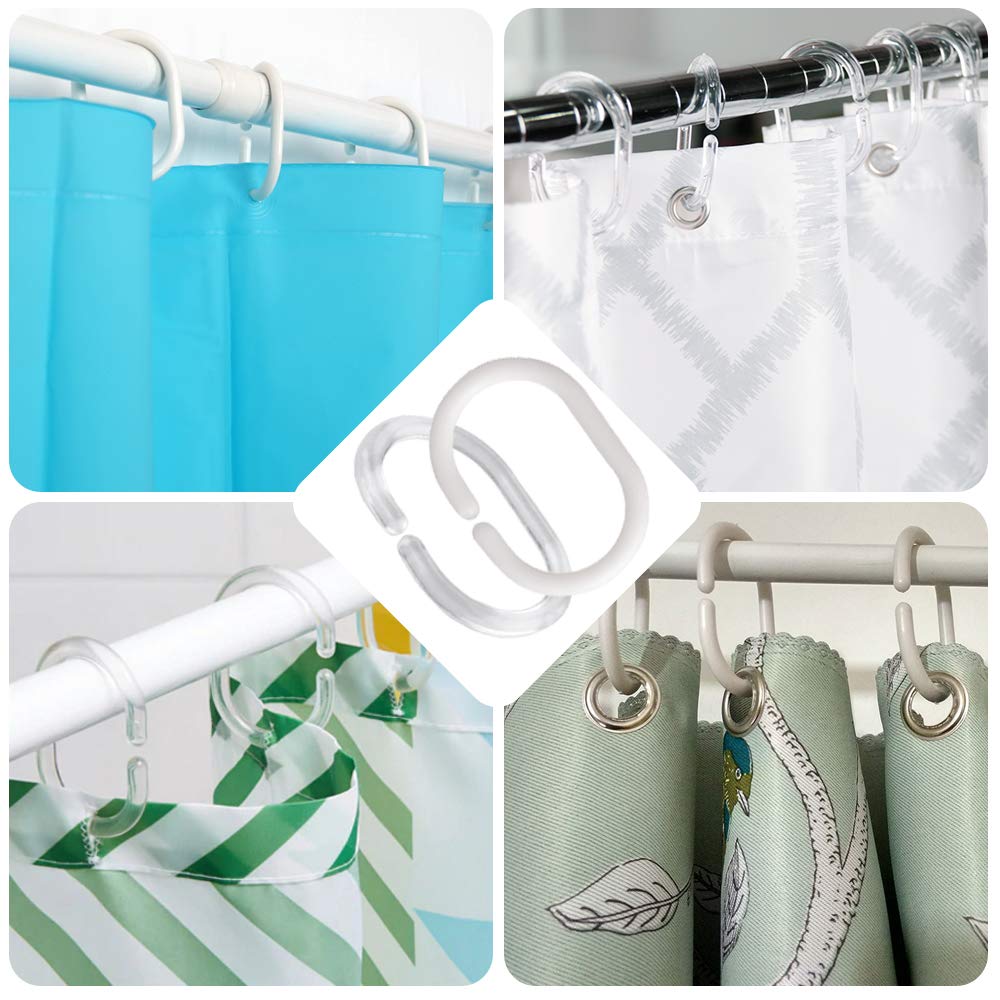 Afunta Rust Proof Rings Fit Bathroom Window Rod C Shaped Clear