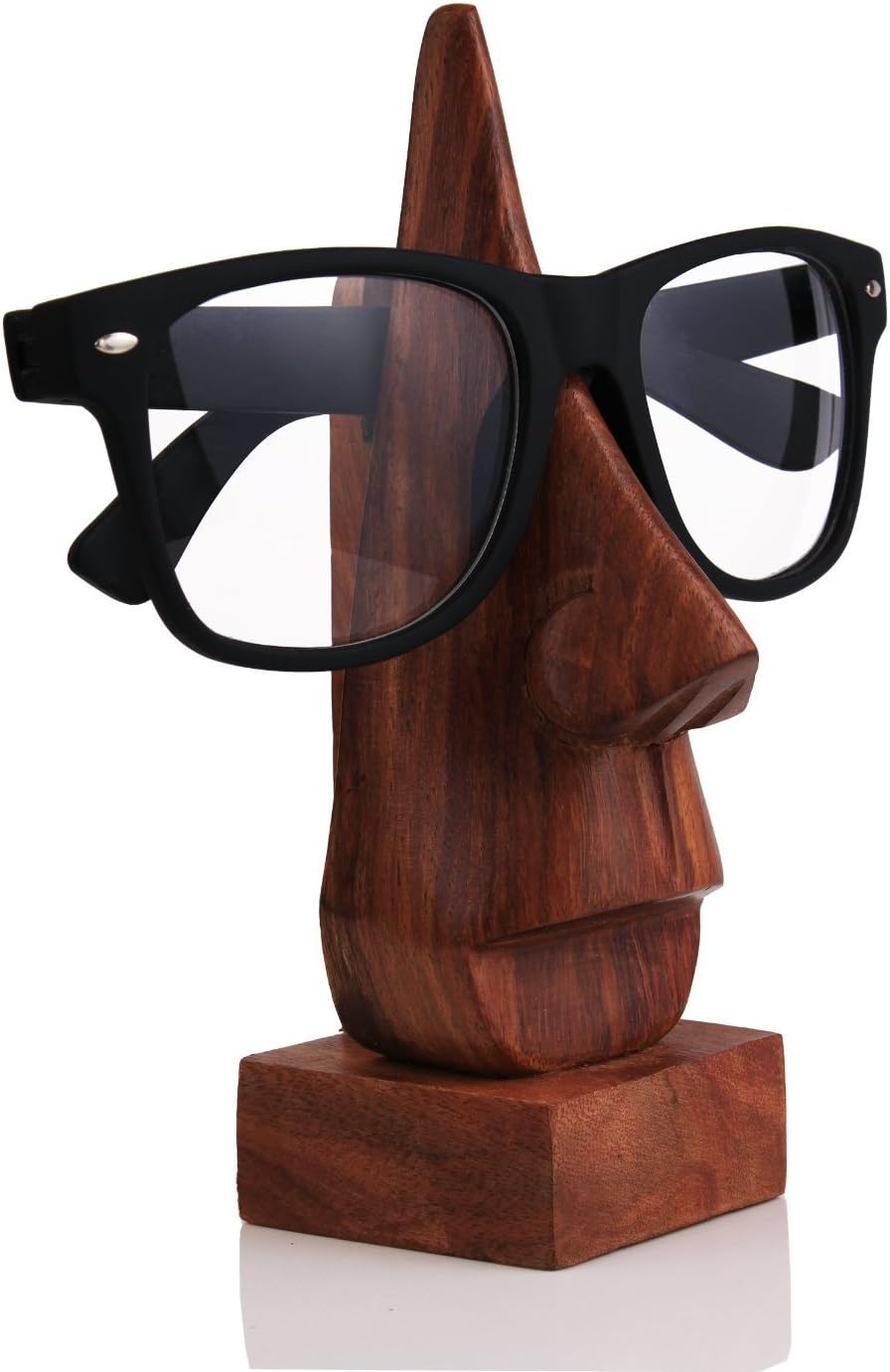 meenakshi handicraft emporium Sheesham Wood Handmade Nose Shaped Spectacle Specs Eyeglass Holder stand (6 inch, Brown)