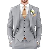 EMERAIDVLN Mens 3 Piece Suits Slim Fit Wedding Prom Party Business Elegant Suits One Button Blazer Vest and Pants Tuxedo Set