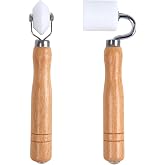 FCHO 2 Pack Rubber Wallpaper Smoothing Roller Corner Seam Hand Rolling Tool | Wallpaper Seam Roller, Rubber Wheel Wood Handle, For Wallpaper Wood Panel Decoration, 2 Pack
