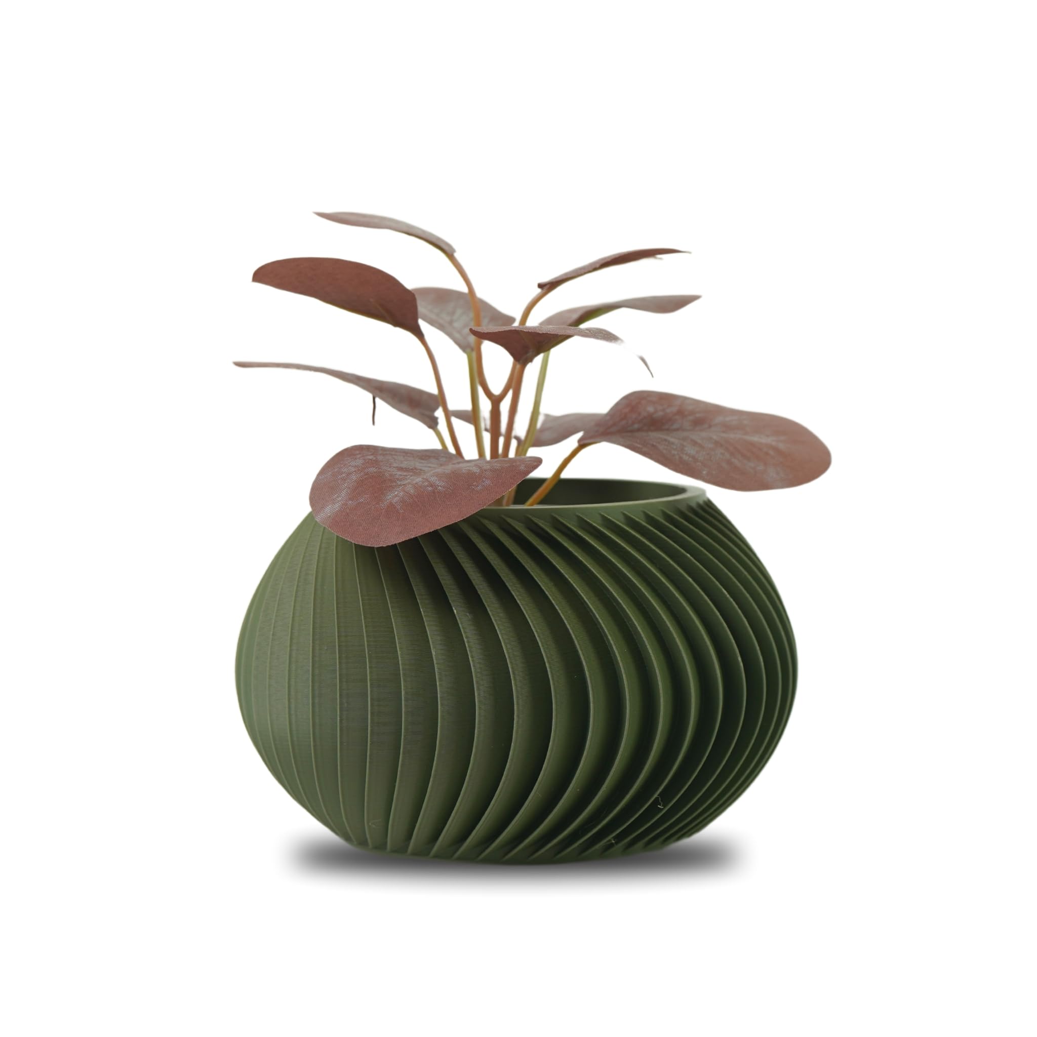 Koala Studio Céleste - Indoor Decorative Pot for Synthetic Plants, Succulents & Cacti - Original Small Mini Plant Pot for Home and Living Room (Matte Green)