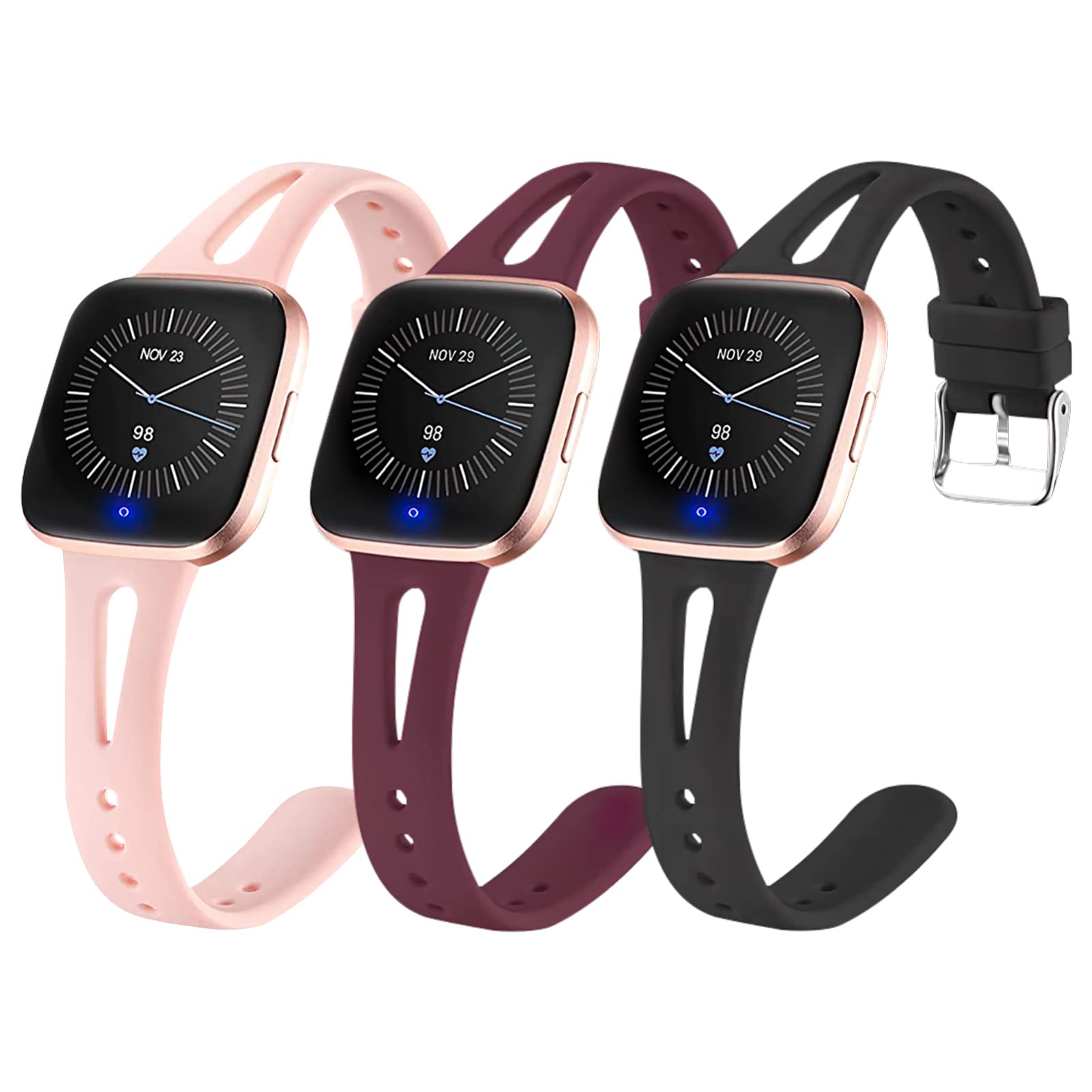 Hemobllo 3 Pack Strap Compatible with Fitbit/Lite /, Soft Silicone Replacement Strap Bracelet Adjustable SmartWatch Wristbands for Women Men