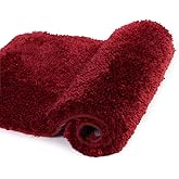Walensee Bath Rug - Non Slip, Soft Microfiber Shaggy Bath Mat (20 x 32, Red), Machine Washable, Thick Plush Shower Mat