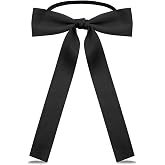 LJBFNN Western Ties for Men Women, Black Clip on Ribbon Bow Tie, Pre-Tied Colonel String Tie for Party Shirt Uniform Wedding