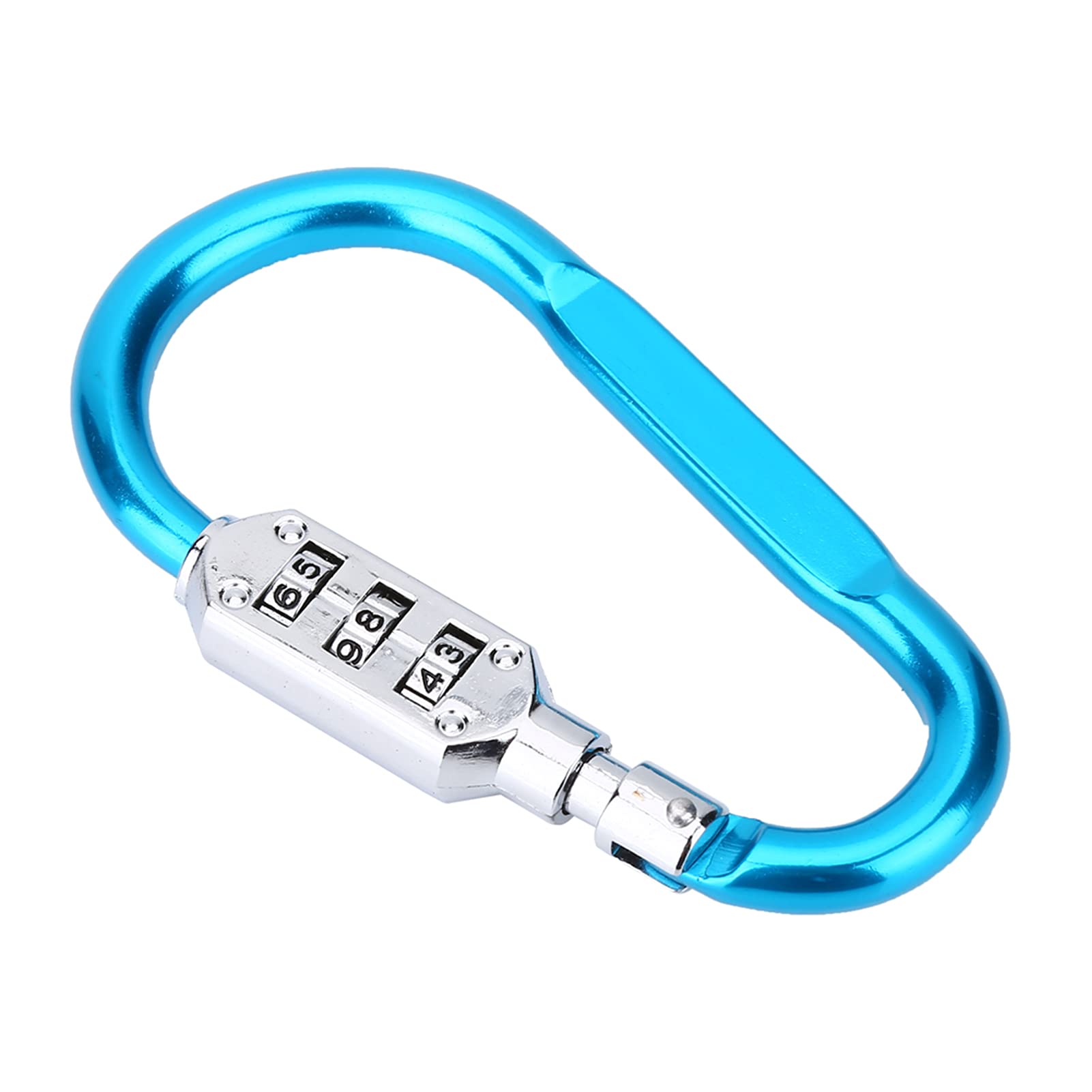 Drfeify Keychain with Password, 3 Colors, Alu & Zinc Alloy, Travel Bag Luggage Security Combination Lock Locking Carabiner Padlock (Blue)
