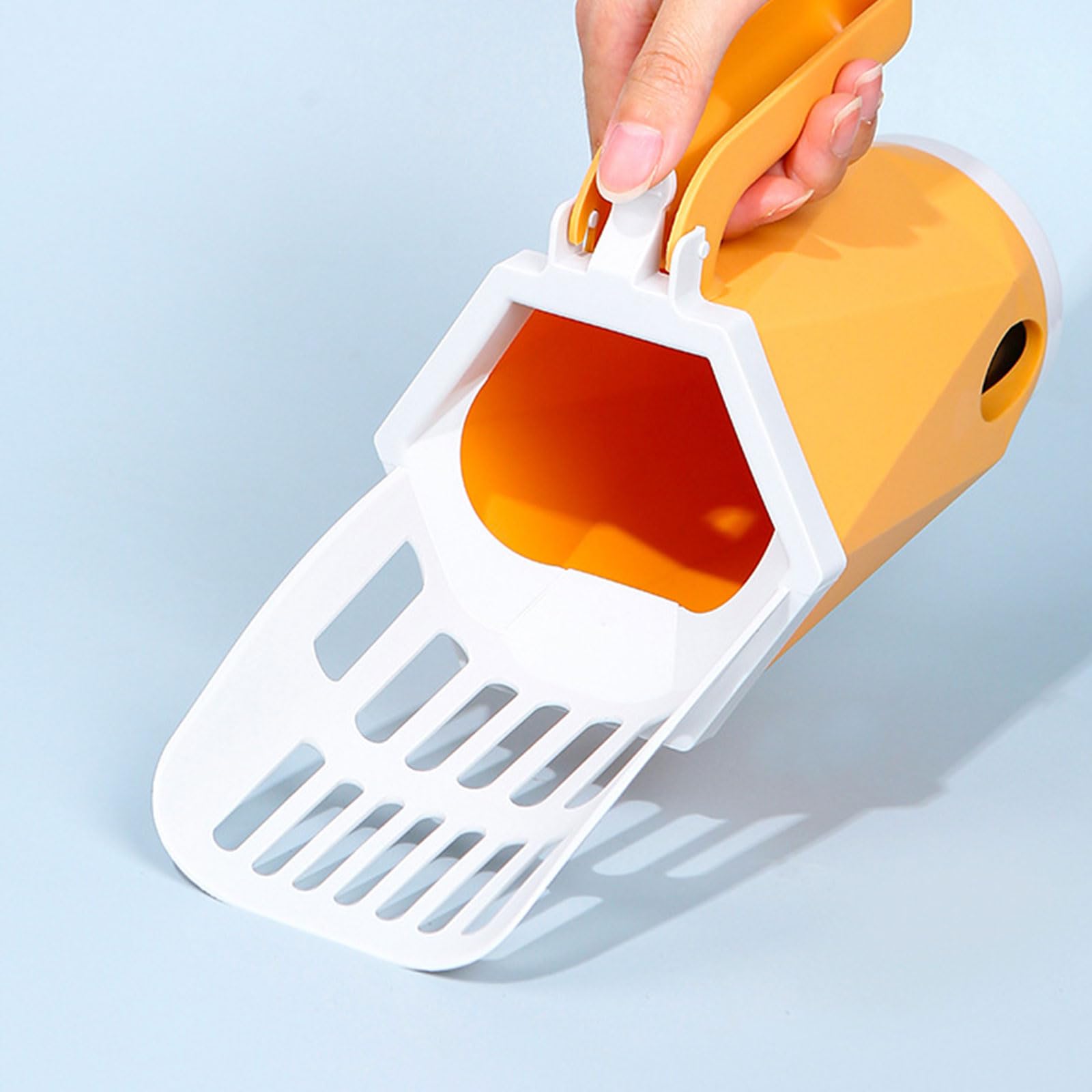 Tevimpeya Cat Litter Scoop, Cat Litter Scoop with Waste Bin and 60 Waste Bags, Cat Litter Sifter Shovel with Litter Container Box, Easy to and Use,Portable Litter Shovel